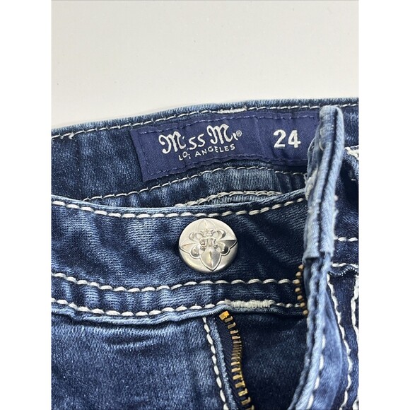 Miss Me Jeans Mid-Rise Tailored Boot Jeans Size 24 Y2K Pocket Flap - Picture 3 of 9